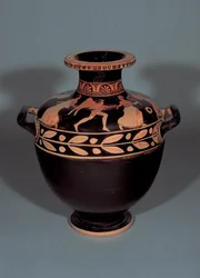 Attisk rødfigurshydria som viser Boreas som forfølger Oreithia, 440–430 f.Kr. (leire)