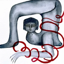 Surrealistisk figur i bundet stilling