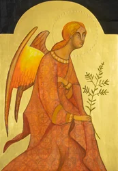 Erkeengelen Gabriel, 2019 (eggetempera, bladgull, tre)