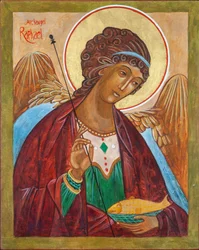 Erkeengelen Rafael Ikon, 2000 (eggtempera, tre, bladgull)