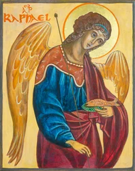 Erkeengelen Rafael-ikonet, 2019 (eggetempera, bladgull, tre)