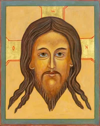 Mandylion Icon, 2010 (eggtempera, bladgull, tre)