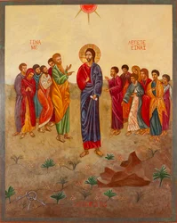 Sankt Peter og Kristus, 2000 (eggetempera, bladgull, tre)
