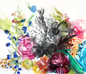 Fargerik blomsterbukett