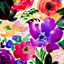 Levende blomster i akvarell