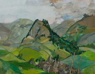 Castle Crag, 2023 (akvarellmalt papirkollasje)