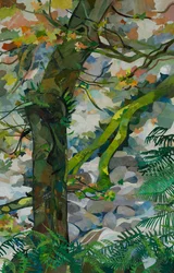 Honister Tree and Fallen, 2023 (akvarellmalt papirkollasje)