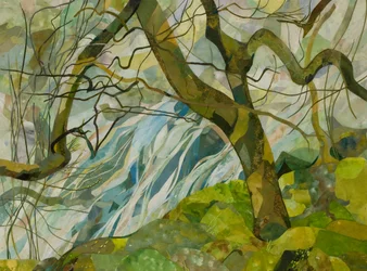 Honister Winter Tree, 2018 (akvarellmalt papirkollasj)