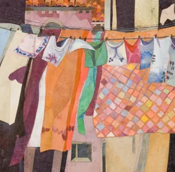 Venice Washing Chequered Quilt, 2016 (akvarellmalt papirkollasj)