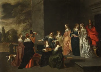 Group on a Terrace, ca. 1640 (olje på lerret)