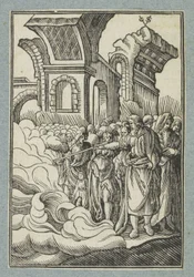 Moses deler vannet med staven sin