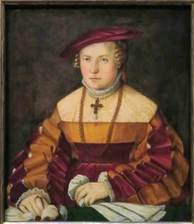 Portrett av Ulrich Ehinger, Ursula Meuting (d. 1588) (Portrett av Santjago-ridderens kone) Portrett av Ulrich Ehinger, Ursula Meuting