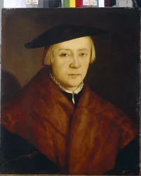 Portrett av en mann (Portrett av en mann). Maleri av Christophe Amberger (ca. 1500-1562), olje på tre, etter 1548. Tysk kunst