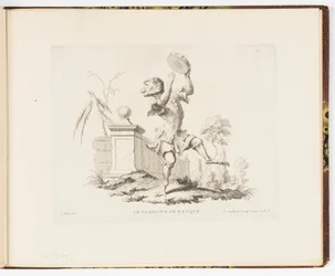 Plate 10, Le Tambour de Basque (Tamburinen), Monkey-antikk eller forskjellige handlinger av menneskeliv representert av aper