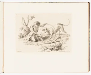 Plate 2, Le Corps de Chasse (Jakthornet), Monkey-antikk eller forskjellige handlinger av menneskeliv representert av aper