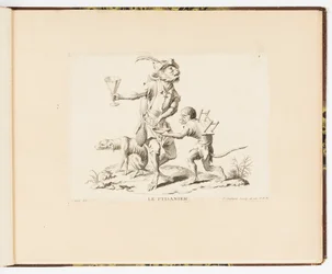 Plate 4, La Ptisanier (Urtete-selgeren), Monkey-antikk eller forskjellige handlinger av menneskeliv representert av aper