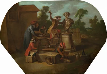 Singerie: Billedhuggeren, ca. 1739 (olje på lerret)