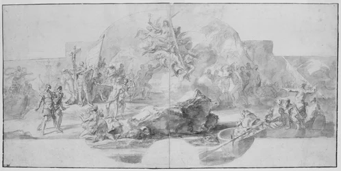 The Landing of Columbus in America, studie for et maleri (ødelagt i 1777) for Sala del Minor Consiglio, Palazzo Ducale, Genova