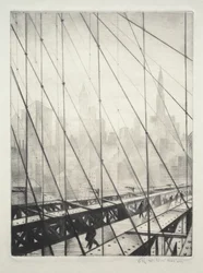 Ser gjennom Brooklyn Bridge