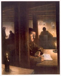 Inside Brigade Headquarters, fra British Artists at the Front, Fortsettelse av The Western Front, 1918
