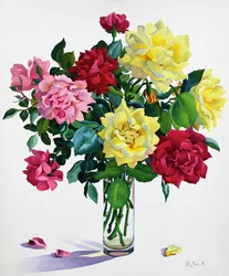 June Roses (akvarell på papir)