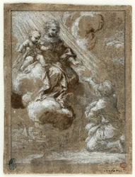 The Madonna and Child in Glory vises for en knelende ung mann
