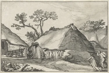 Gård og en vogn på et tun Landskap med gårder (serietittel)