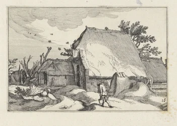 Gård og mann med to bøtter Landskap med gårder (serietittel)