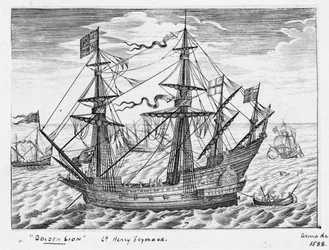 40-kanons skipet «Løve» (1557, også kjent som «Gullløven»), midten av 1600-tallet (gravering)