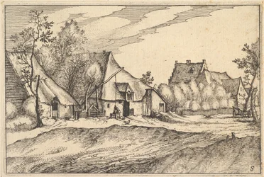 Gårder i en landsby fra regioner og villaer i hertugdømmet Brabant, ca. 1610
