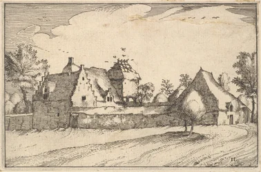 Walled Farm, plate 11 fra Regiunculae et Villae aliquot Ducatus Brabantiae, ca. 1610