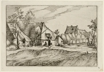 Farms in a Village, tallerken åtte etter Bilder av gårder, landsteder og rustikke landsbyer (Praediorum villarum et rusticarum casularum-ikoner)
