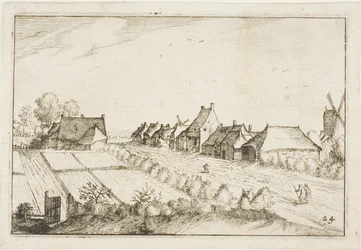 Fields and a Road, plate 24 etter bilder av gårder, landsteder og rustikke landsbyer (Praediorum villarum et rusticarum casularum-ikoner)