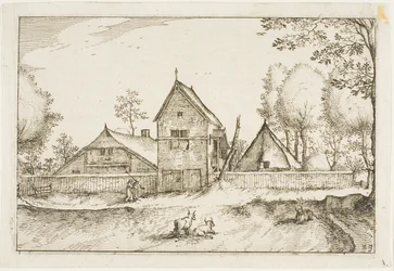Stor befestet gård, plate 23 etter bilder av gårder, landsteder og rustikke landsbyer (Praediorum villarum et rusticarum casularum-ikoner)