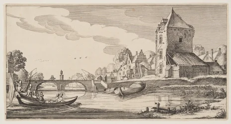 Landsby ved en elv, fra Landskap (Playsante Lantschappen)