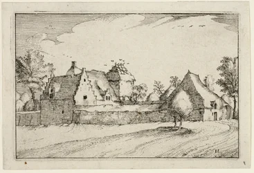 Walled Farm, plate elleve etter Bilder av gårder, landhus og rustikke landsbyer (Praediorum villarum et rusticarum casularum-ikoner)