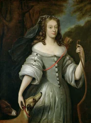 Portrett av Francoise Louise de la Baume le Blanc (1644-1710) hertuginne av Vaujour, også kjent som Mademoiselle de la Valliere (olje på lerret)