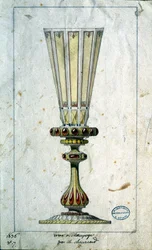 Dekor for champagnefløyter, akvarelltegning, Claude-Aymé Chenavard