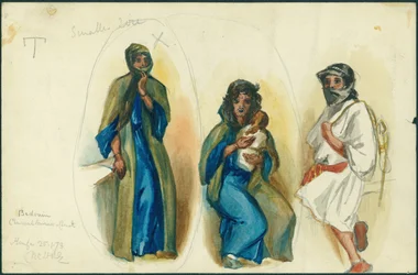 Bedouin kullbrennere, Mount Carmel, nær Haifa, 1873 (wc og blyant på papir)