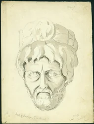 Head of a Man, 1874 (wc og blyant på papir)