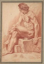 Sittende mann naken, 1693-1695.