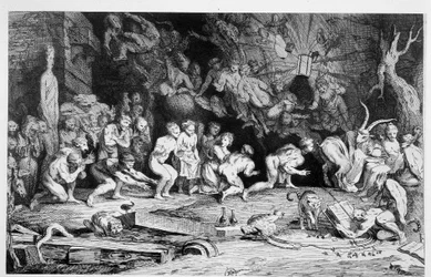 Hyllest til djevelen (sabbatsscene) - av Caylus etter C. Gillot