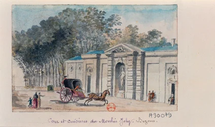 Claude Henri Watelet - Gårdsplassen og kjøkkenene til Moulin Joly