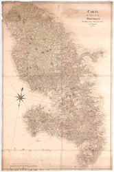 Kart over Isle of Martinique redusert fra en Grande laget i år 1763, nd [1797] (manuskript)