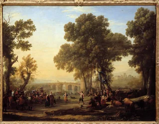 Landsbyfesten Maleri av Claude Gellee dit Le Lorrain (1600-1682) Søn. 1,03x1,35m.