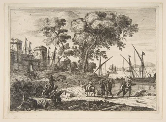 Kystscene med en artist, ca. 1638-41.