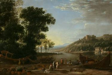Landskap med kjøpmenn, ca. 1629.