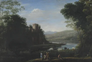 Elvelandskap med gjetere