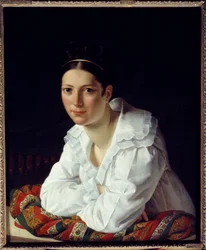 Portrett av Madame Claude Marie Dubufe (1793-1837), kona til maleren. Maleri av Claude Marie Dubufe (1790-1864)