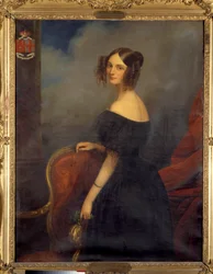 Portrett av hertuginnen av Valencay, grevinne av Talleyrand Perigord født Anne Louise de Montmorency (1810-1855) av Claude Marie Dubufe (1790-1864). 1800-tallet